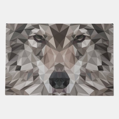 Lone Wolf Geometric Portrait Doormat