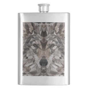 Lone Wolf Geometric Portrait Flask