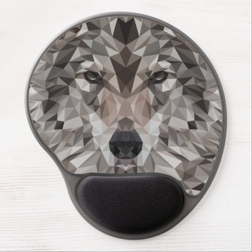 Lone Wolf Geometric Portrait Gel Mouse Pad