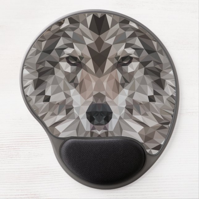 Lone Wolf Geometric Portrait Gel Mouse Pad (Front)