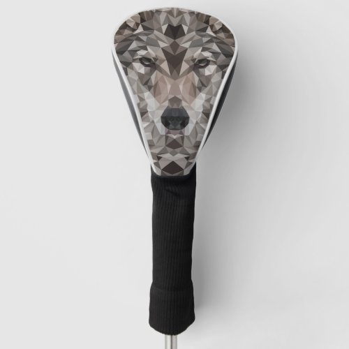 Lone Wolf Geometric Portrait Golf Head Cover