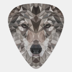 Lone Wolf Geometric Portrait Guitar Pick