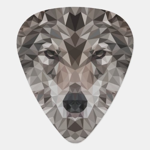 Lone Wolf Geometric Portrait Guitar Pick