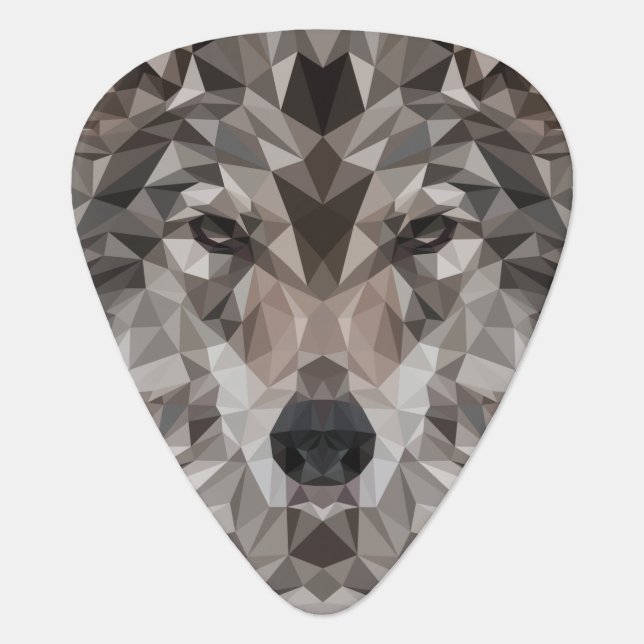 Lone Wolf Geometric Portrait Guitar Pick (Front)