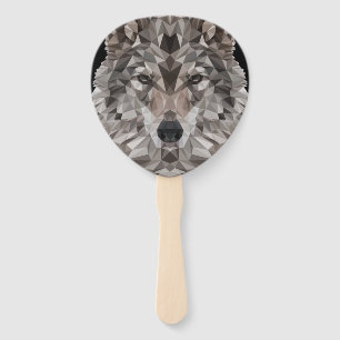 Lone Wolf Geometric Portrait Hand Fan