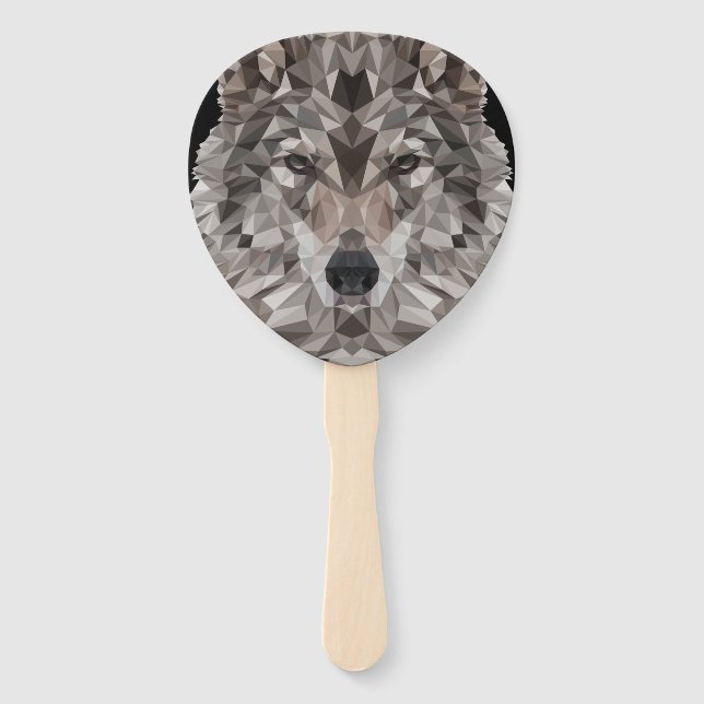 Lone Wolf Geometric Portrait Hand Fan (Front)