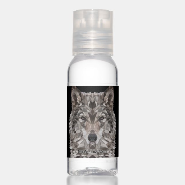 Lone Wolf Geometric Portrait Hand Sanitizer (Front)