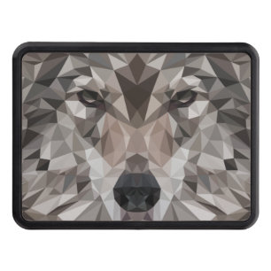 Lone Wolf Geometric Portrait Hitch Cover