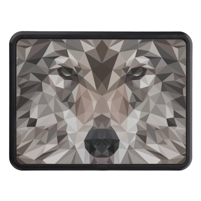 Lone Wolf Geometric Portrait Hitch Cover (Front)