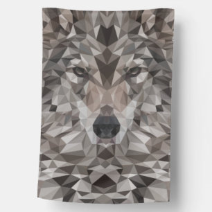 Lone Wolf Geometric Portrait House Flag