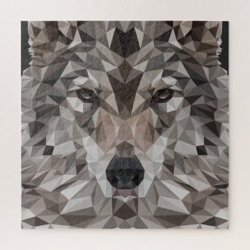 Lone Wolf Geometric Portrait Jigsaw Puzzle