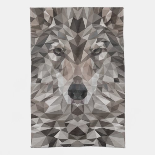 Lone Wolf Geometric Portrait Kitchen Towel