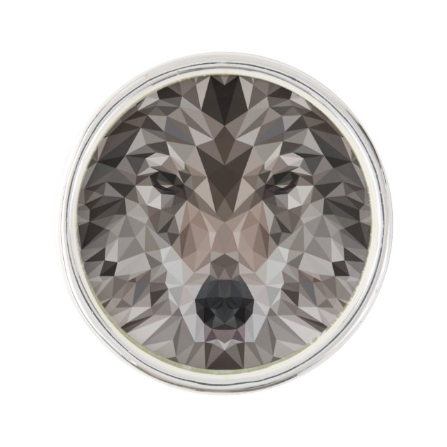 Lone Wolf Geometric Portrait Lapel Pin (Front)