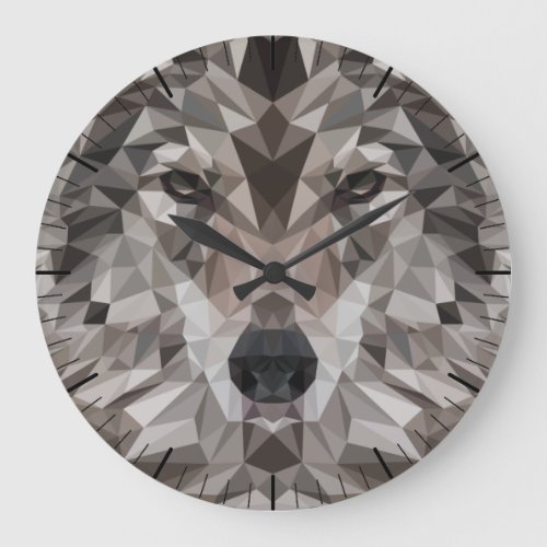 Lone Wolf Geometric Portrait Large Clock