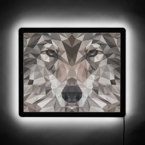 Lone Wolf Geometric Portrait LED Sign