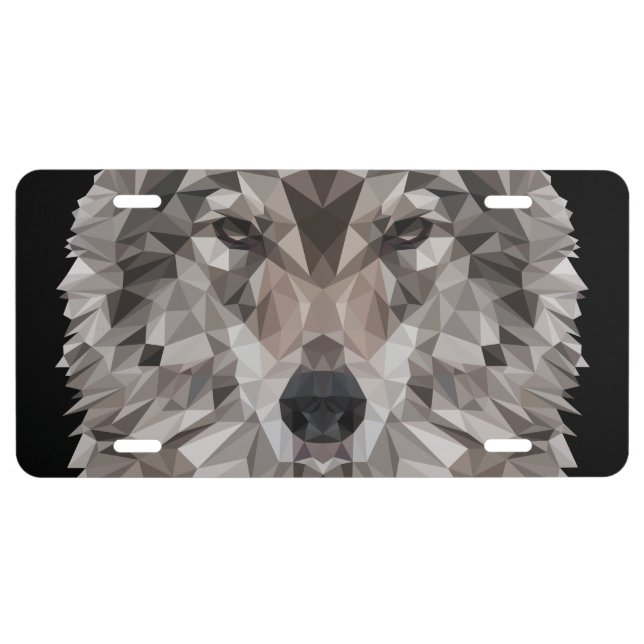 Lone Wolf Geometric Portrait License Plate (Front)