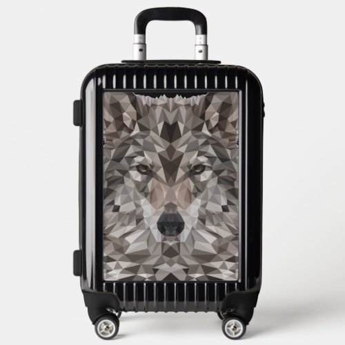 Lone Wolf Geometric Portrait Luggage