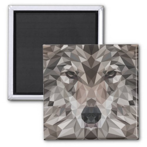 Lone Wolf Geometric Portrait Magnet
