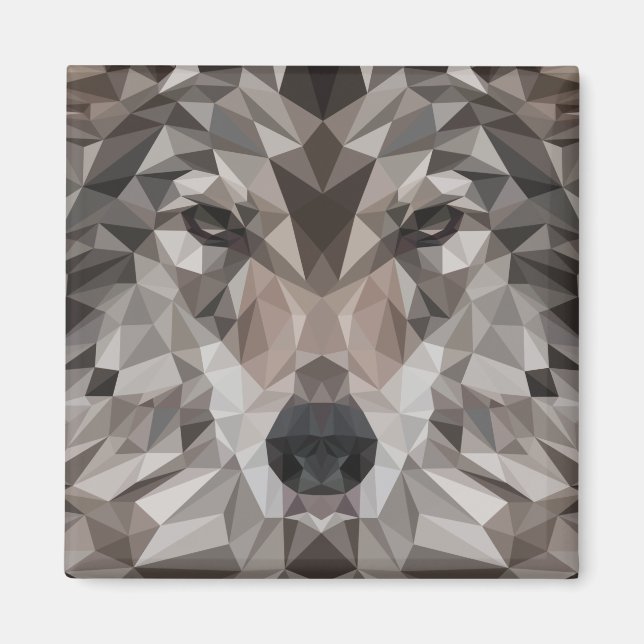 Lone Wolf Geometric Portrait Magnet (Front)