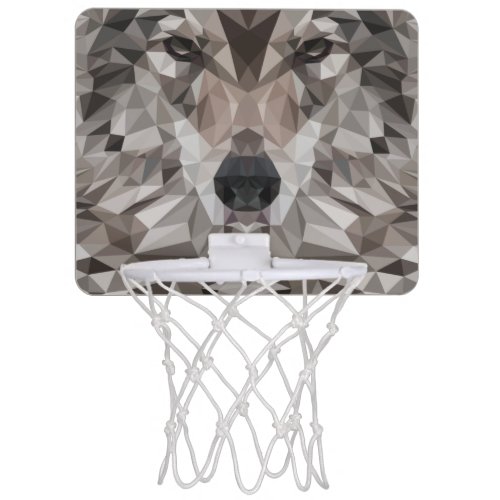 Lone Wolf Geometric Portrait Mini Basketball Hoop