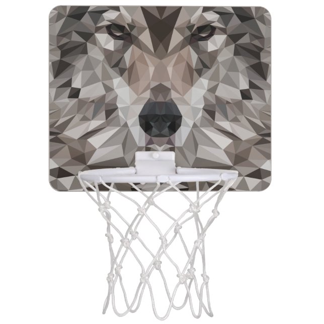 Lone Wolf Geometric Portrait Mini Basketball Hoop (Front)