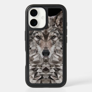 Lone Wolf Geometric Portrait iPhone 16 Case