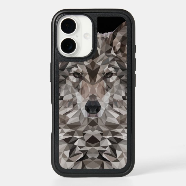 Lone Wolf Geometric Portrait Otterbox iPhone Case (Back)