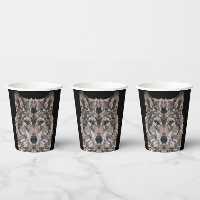 Lone Wolf Geometric Portrait Paper Cups (Multi)