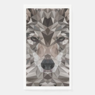 Lone Wolf Geometric Portrait Paper Guest Towels