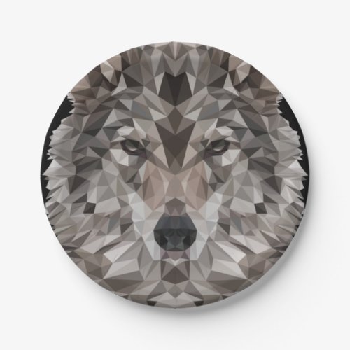 Lone Wolf Geometric Portrait Paper Plates