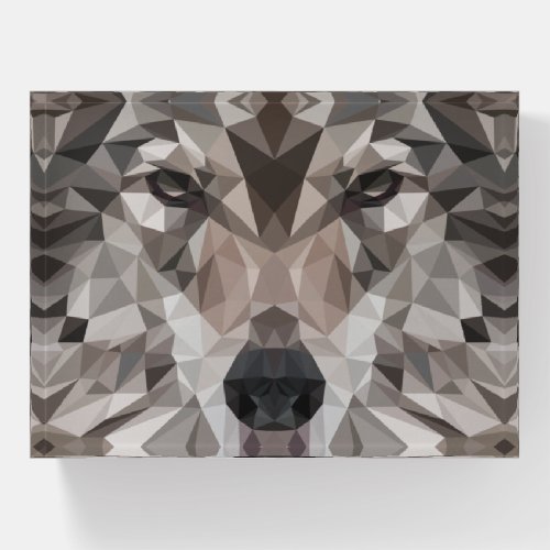 Lone Wolf Geometric Portrait Paperweight