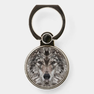 Lone Wolf Geometric Portrait Phone Ring Stand