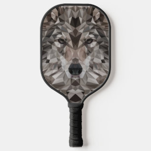 Lone Wolf Geometric Portrait Pickleball Paddle