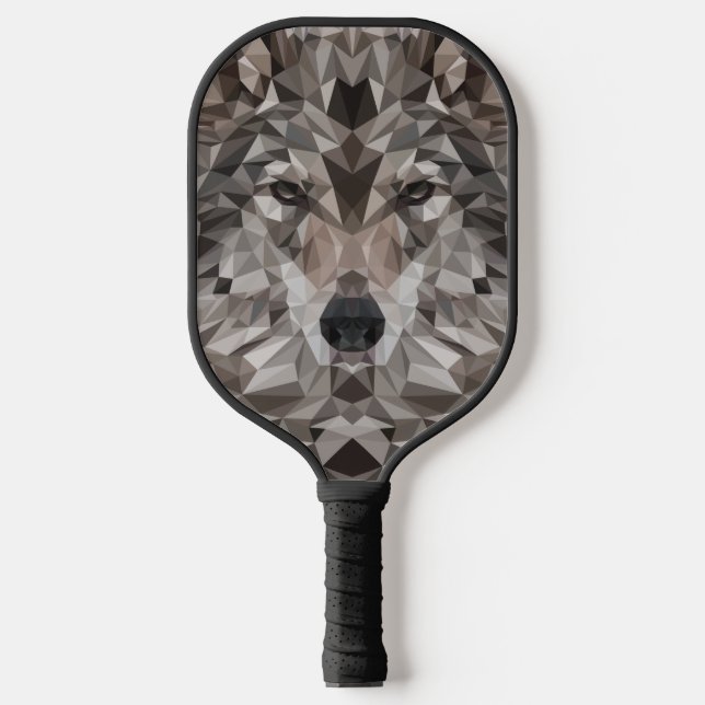 Lone Wolf Geometric Portrait Pickleball Paddle (Front)