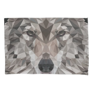 Lone Wolf Geometric Portrait Pillow Case