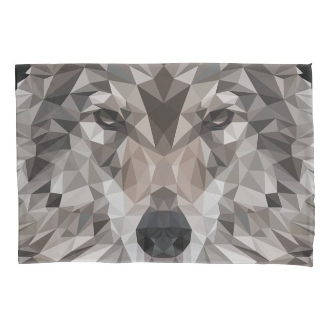 Lone Wolf Geometric Portrait Pillow Case (Front-Left)