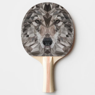 Lone Wolf Geometric Portrait Ping Pong Paddle