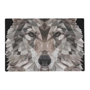 Lone Wolf Geometric Portrait Placemat