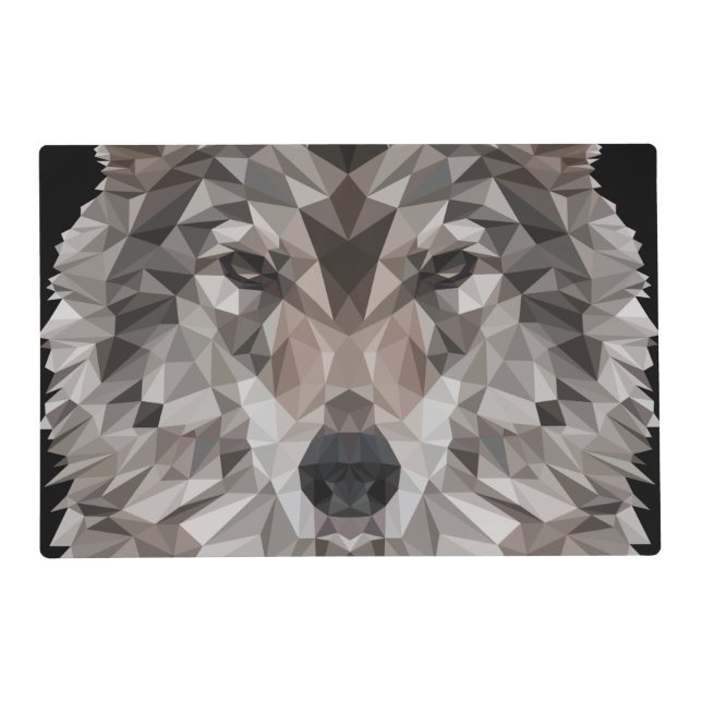 Lone Wolf Geometric Portrait Placemat (Front)