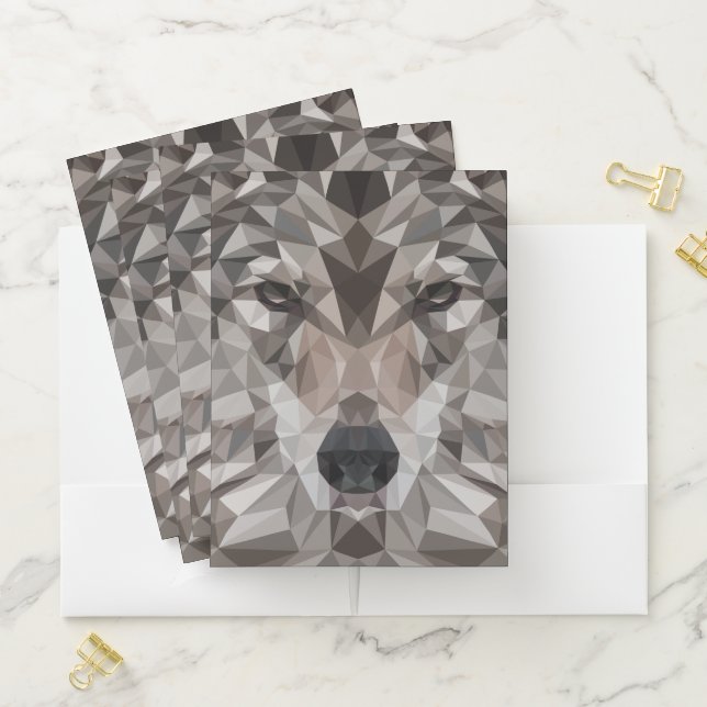 Lone Wolf Geometric Portrait Pocket Folder (In Situ)