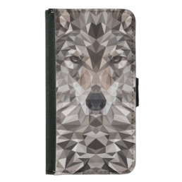 Lone Wolf Geometric Portrait Samsung Galaxy S5 Wallet Case