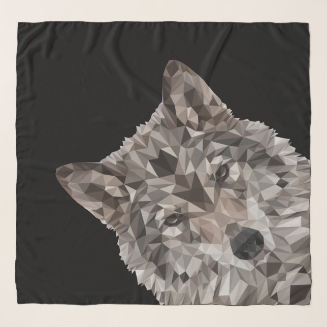 Lone Wolf Geometric Portrait Scarf (Front)