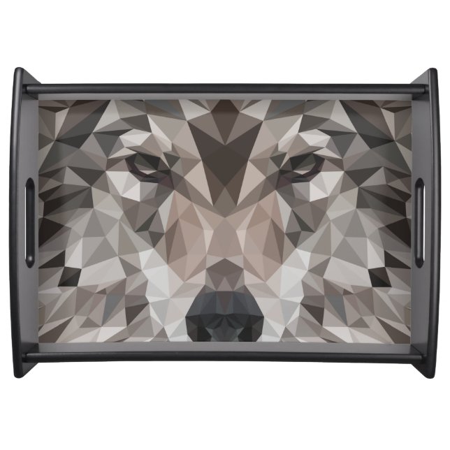 Lone Wolf Geometric Portrait Serving Tray (Front)