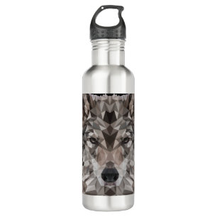 Lone Wolf Geometric Portrait Stainless Steel Water Bottle
