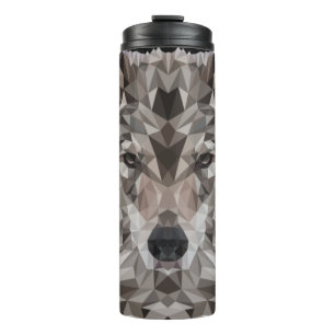 Lone Wolf Geometric Portrait Thermal Tumbler