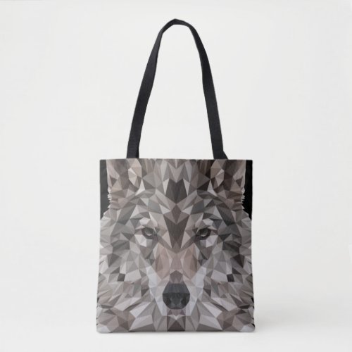 Lone Wolf Geometric Portrait Tote Bag