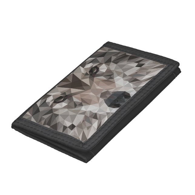 Lone Wolf Geometric Portrait Trifold Wallet (Bottom)
