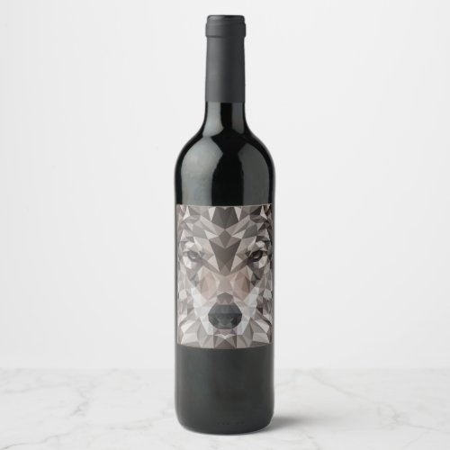 Lone Wolf Geometric Portrait Wine Label