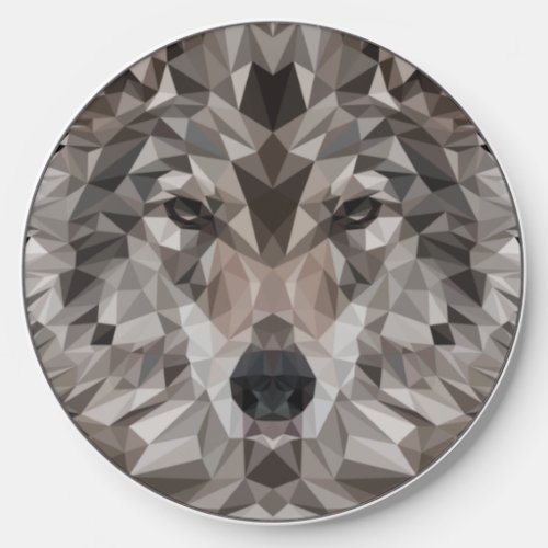 Lone Wolf Geometric Portrait Wireless Charger