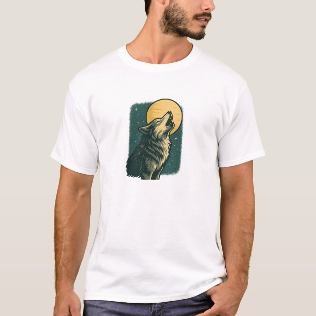 Lone wolf howl at the moon T-Shirt (Front)